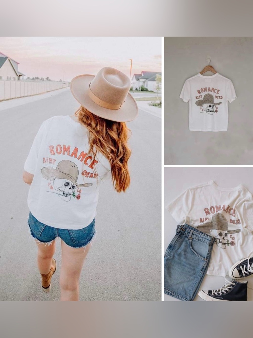 Women’s P&Co White Graphic Logo Romance aint Dead T-Shirt